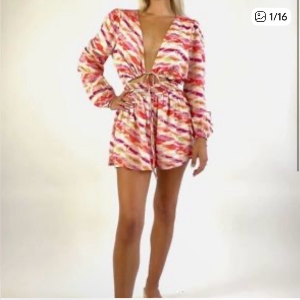 #167 Meet Me In Santorini, NWT Colorful Goodess  Romper. Size M